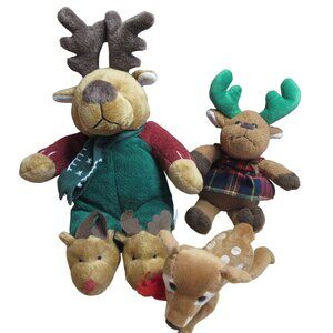 Set of 3 - Plush Christmas Reindeer Collection